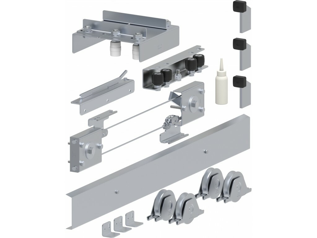 Sada pro teleskopické dvoukřídlé brány do 11 m s pojezdovým kolečkem profilu „V“