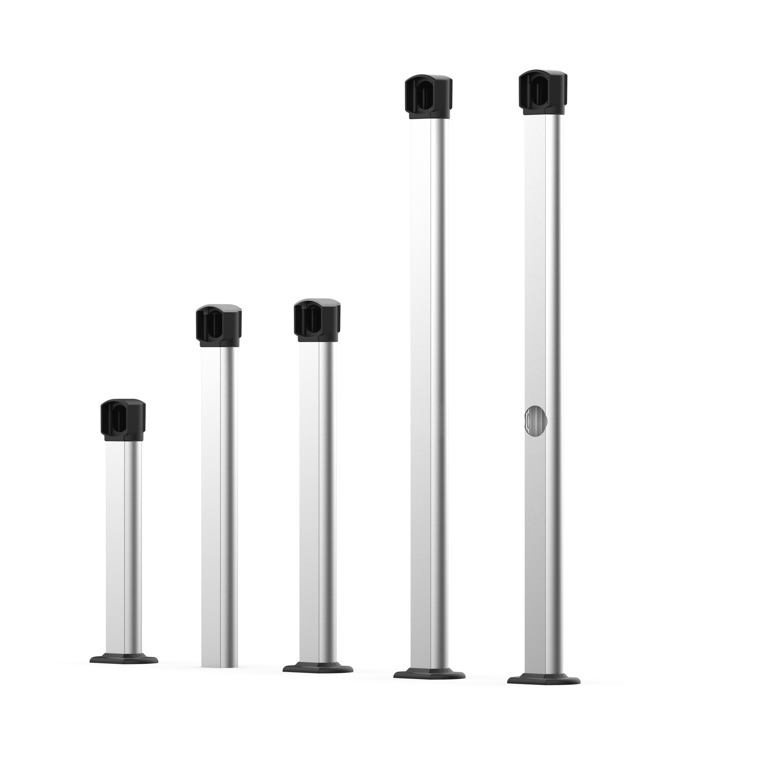 ZERO.PT, pár sloupků 750 mm z eloxovaného hliníku k vnější instalaci s kotevní deskou