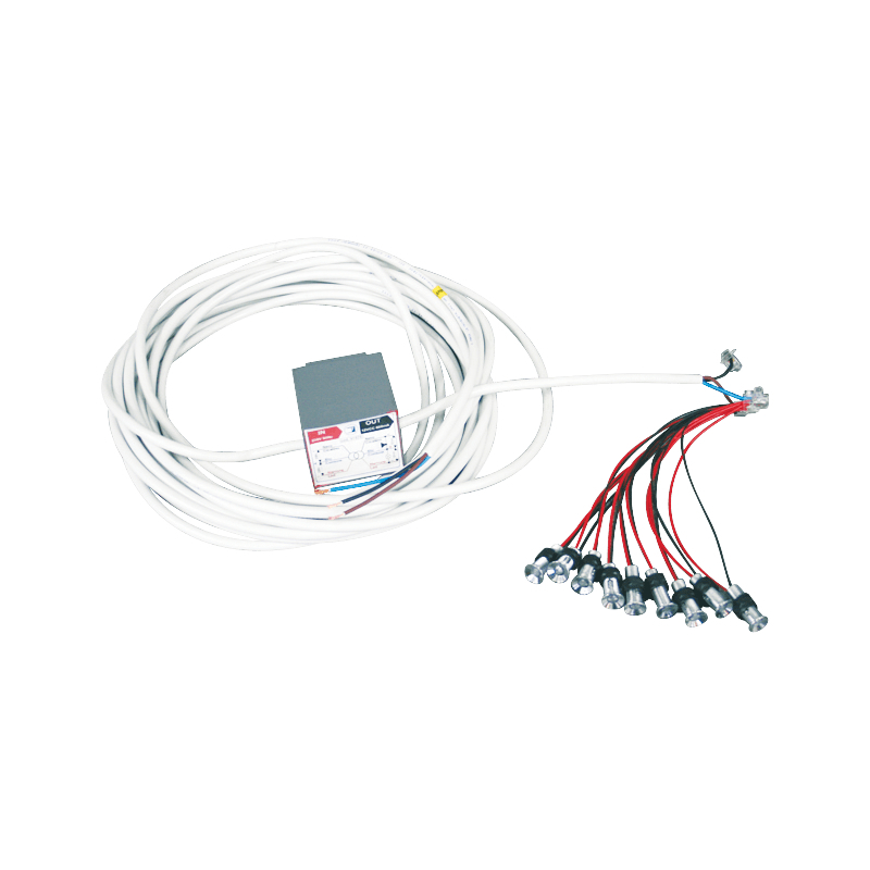 Sada 4 signalizačních LED světel 12 V dc s transformátorem 230 V ac – 12 V dc a 10 m přívodního kabelu