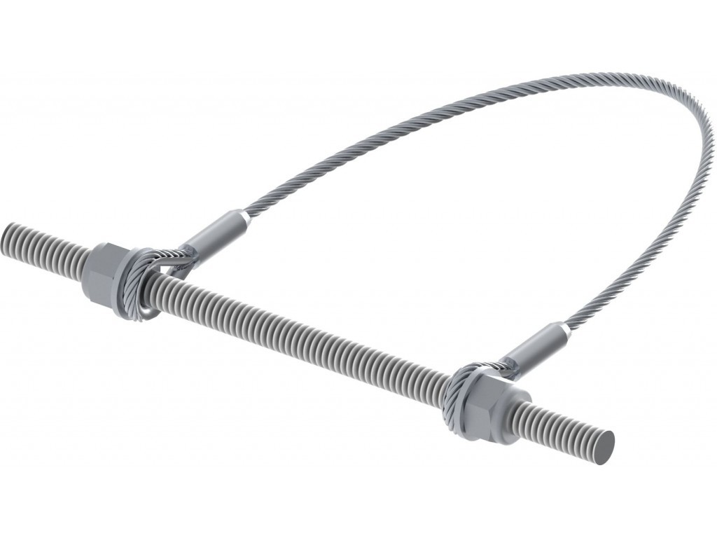 Bezpečnostní lanko se závitovou tyčí M12×200 k připevnění do sloupku l=500 mm d=5 mm, zinek